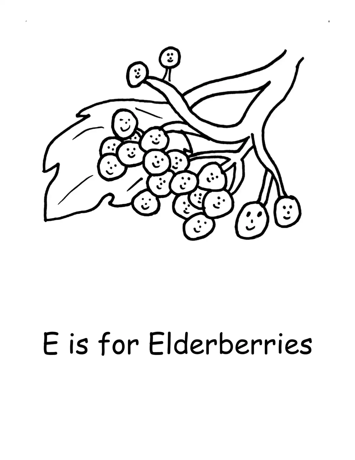 Elderberries Fruit Kids Coloring Pages Pdf